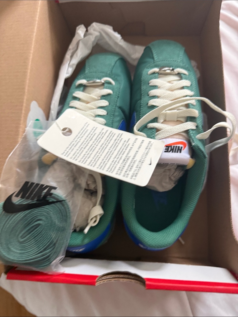 Nike Kids Teal and Cream Lace-Up Sneakers